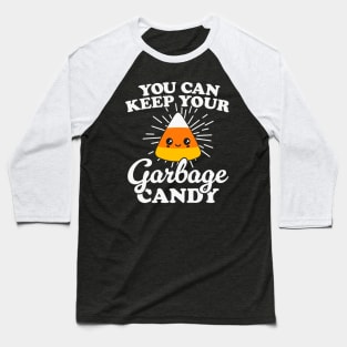 Cute Kawaii Candy Corn: Funny Halloween Garbage Candy Baseball T-Shirt